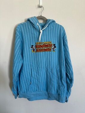 Disney Blue Pinstripe 'Runaway Railway' Hoodie with Mickey